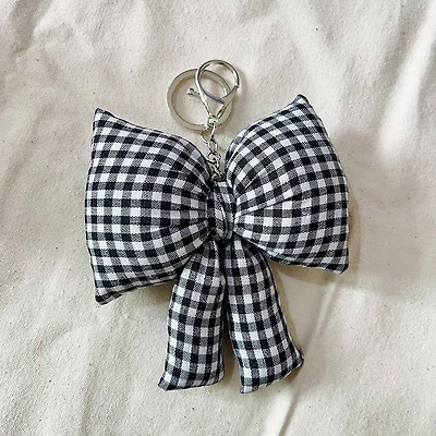 Checker Bow Bag Charm