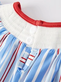 Flag Medal Ice Cream Smock Embroidery Baby Girl Romper