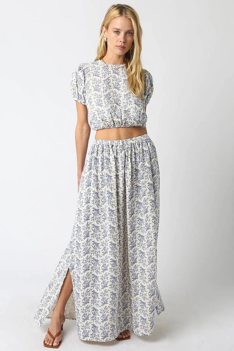 Blue Floral Maxi Skirt