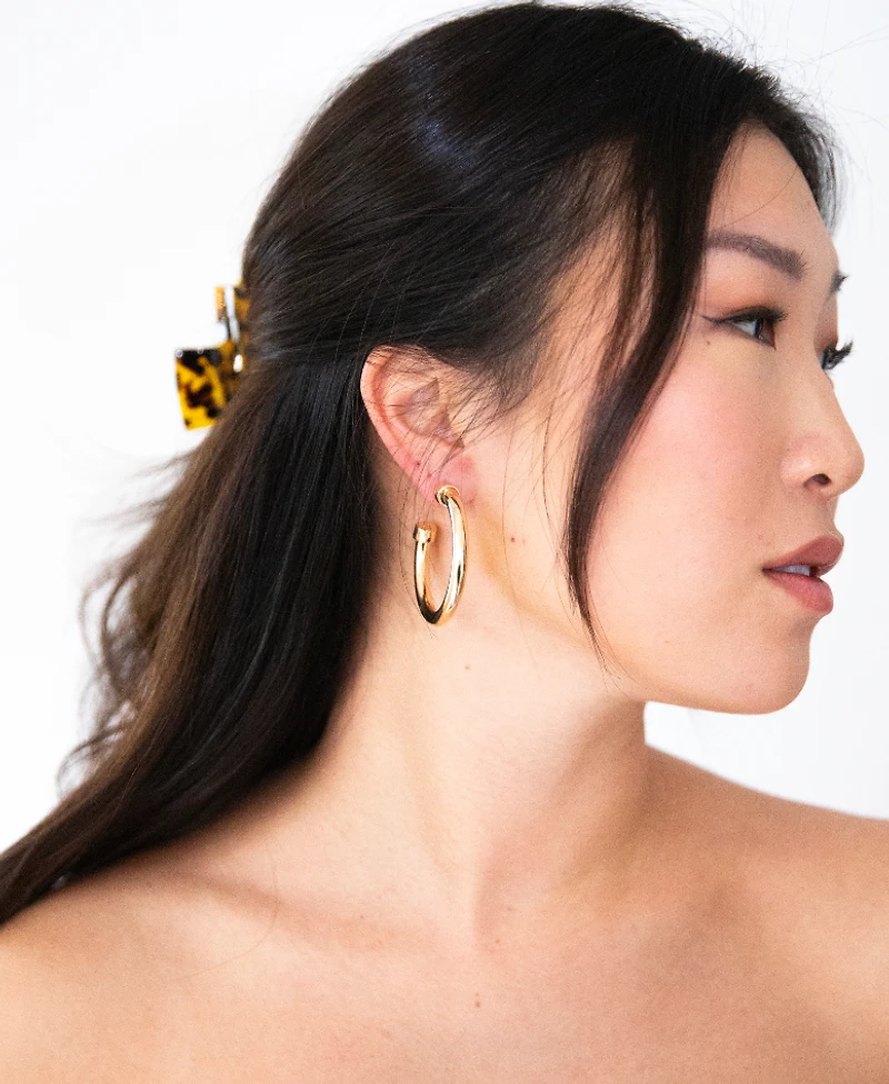Gold Medium Acrylic Hoop Earrings