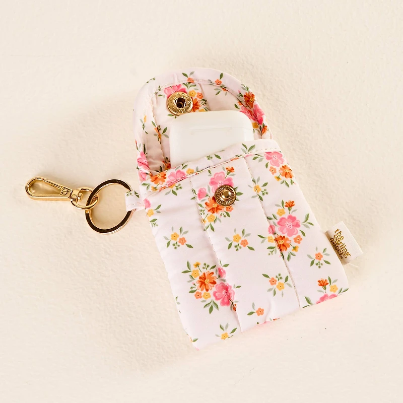 Floral Earbud Case Keychain