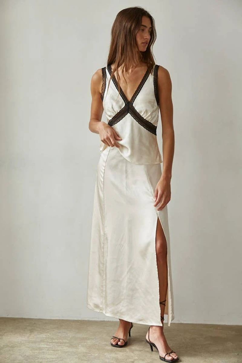 White Lace Trim Detail Sleeveless Top