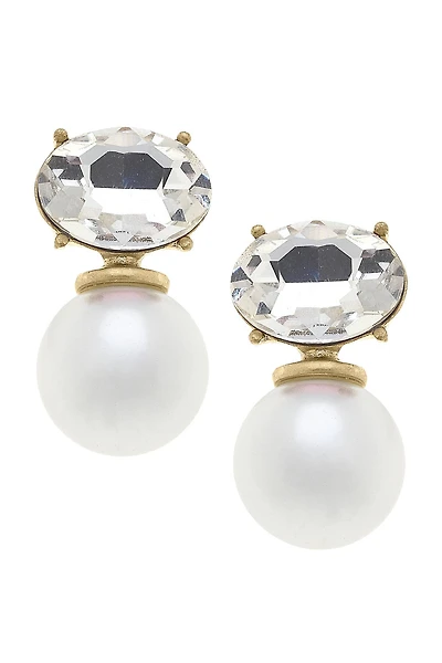 Brooke Rhinestone & Pearl Drop Earrings