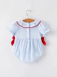 4th of july Girls' Smocking Star Embroidered Romper
