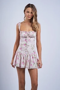 Pink Floral Fit & Flare Mini Dress
