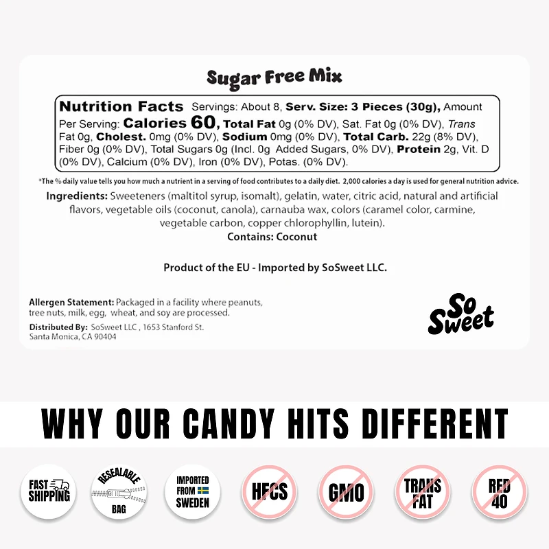 Swedish Candy Sugar-Free Mix (8 oz)