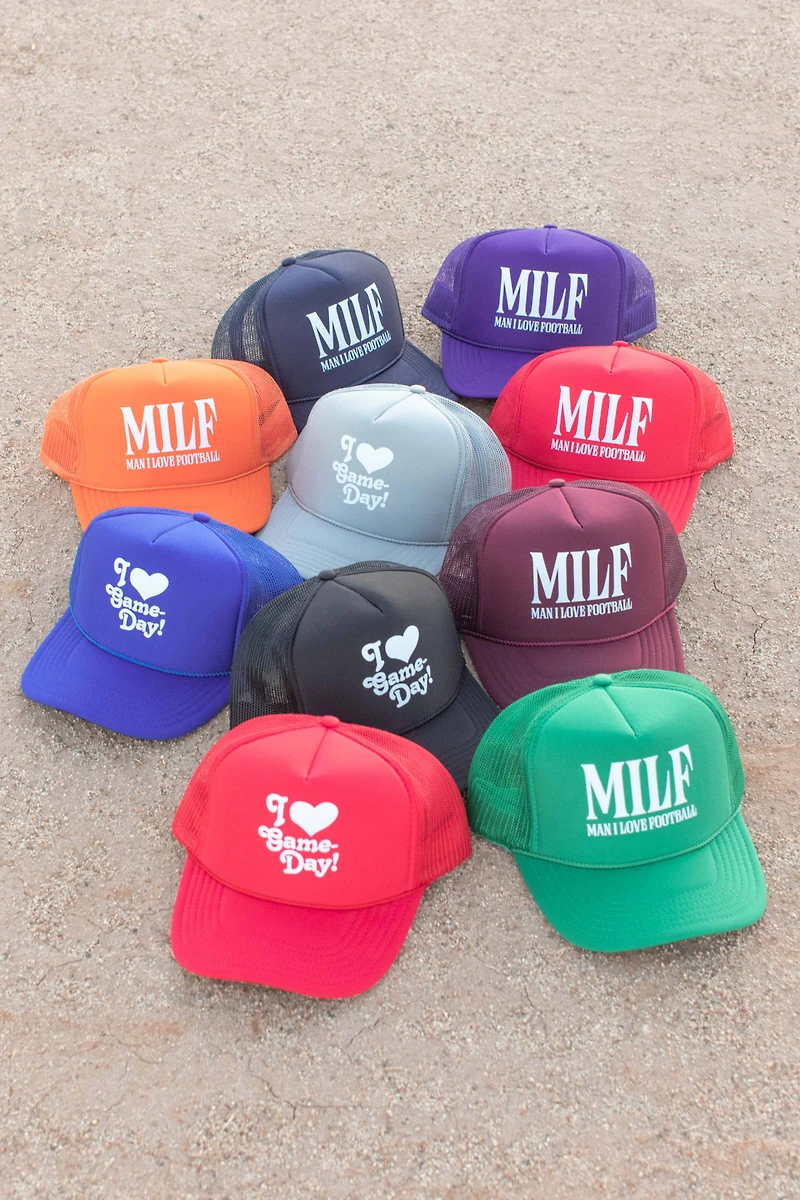 Red MILF Game Day Football Trucker Hat
