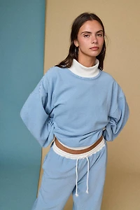 Blue Mockneck Stripe Lounge Set