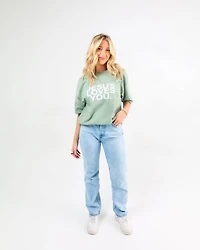 Linen/Spruce Jesus Loves You Tee