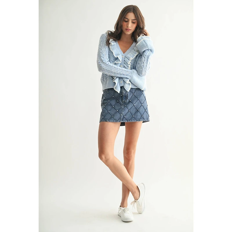Blue Ruffled Cardigan