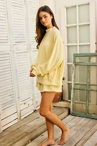 Yellow Mock Neck Ribbed Sweatshirt