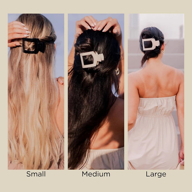 Jet Black Med. Square Flat Hair Clip