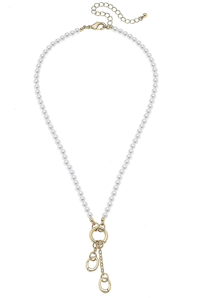 Teddy Pearl Beaded Charm Necklace Base in Ivory