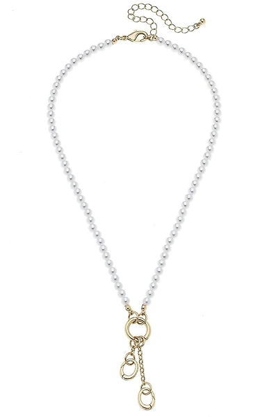 Teddy Pearl Beaded Charm Necklace Base in Ivory