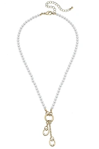 Teddy Pearl Beaded Charm Necklace Base in Ivory