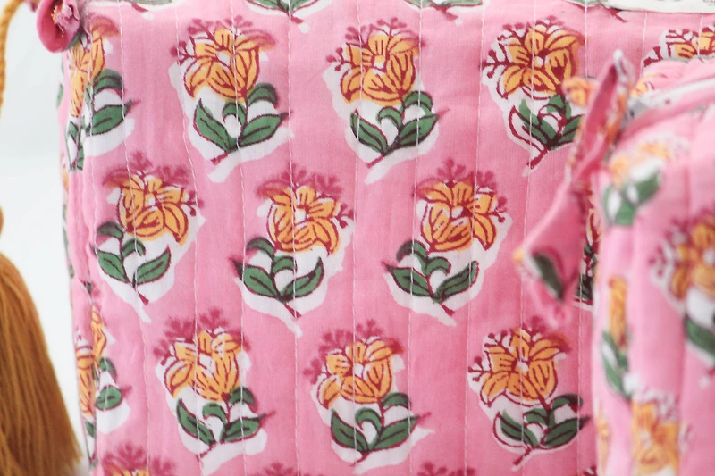 Bubblegum Floral Makeup Bag - LARGE only