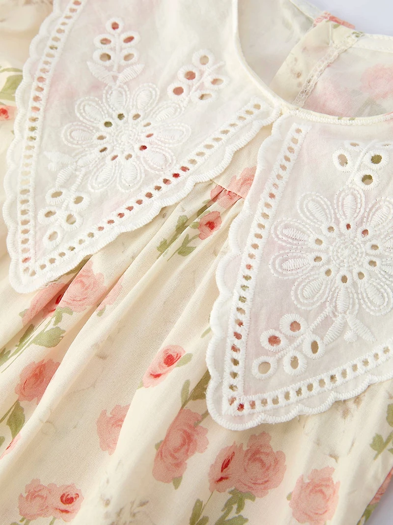 Rose Lace Baby Girl Romper w/ Headband