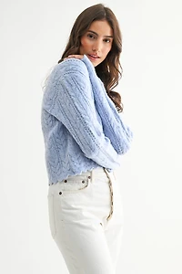 Blue Scallop Knit Cardigan