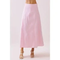 Pink Contrast Detail Maxi Skirt