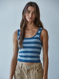 Navy Striped Seamless Tank Top