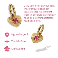 18k Gold Radiant Heart Pendant Statement Hoops