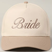 Beige Embroidered Bride Trucker Hat
