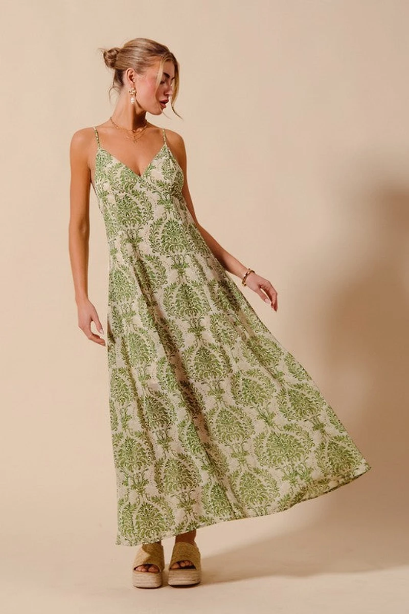 Sage Green Floral Maxi Dress