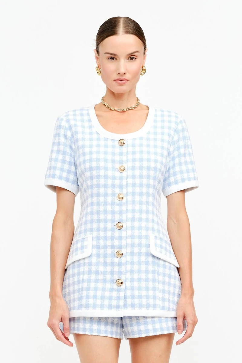Blue Checkered Cindy Top