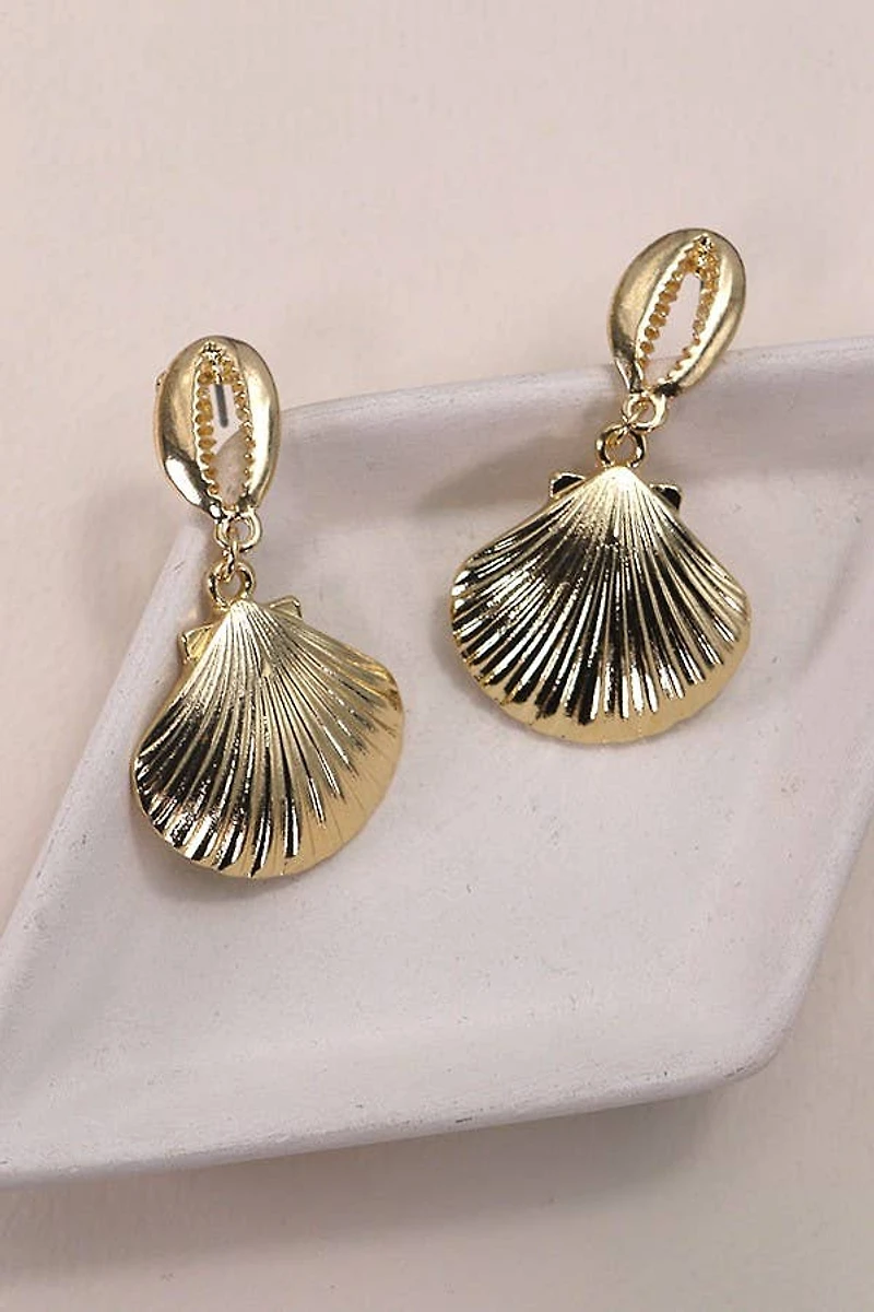 GOLD PUKA SEASHELL DROP EARRINGS