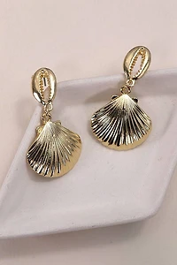 GOLD PUKA SEASHELL DROP EARRINGS