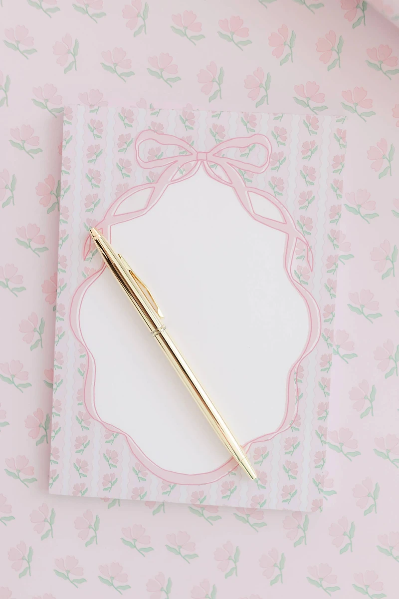 Pink Flower Ribbon Notepad