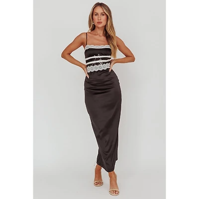 Black Lace Detail Maxi Dress