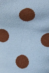 Blue & Brown Polka Dot Asymmetrical Top