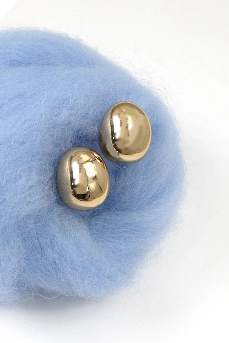OVAL BALL SHAPE STUD EARRINGS