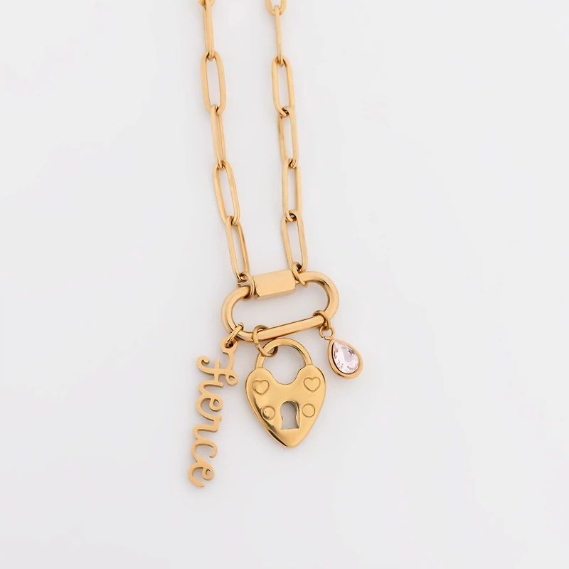 18K Gold Paperclip Carabiner Necklace