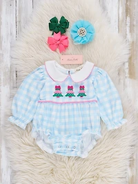 Winter Wonderland Embroidered Gingham Bubble
