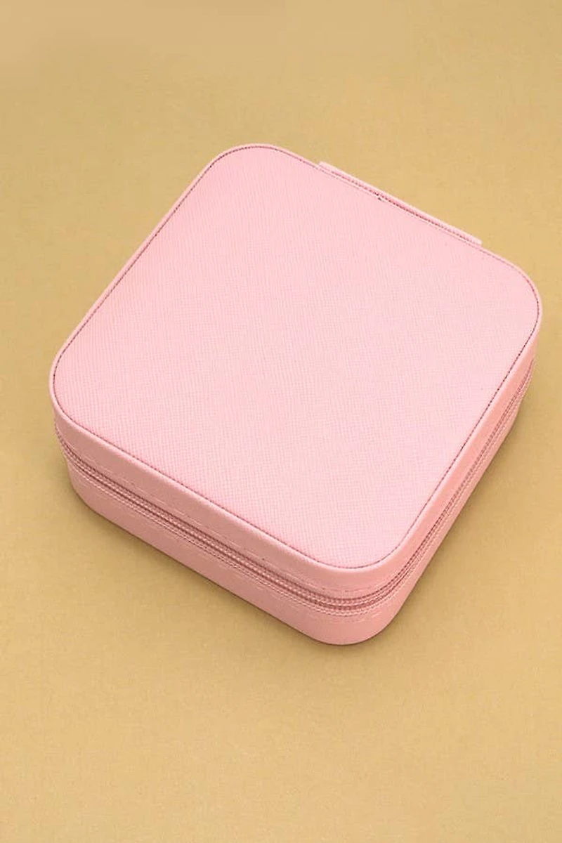 Light Pink Jewelry Organizer Travel Case