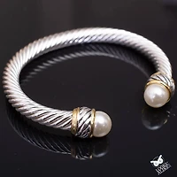 Dressy Pearl Cable Bangle