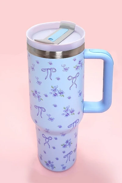 Blue Floral Bow 40oz Tumbler