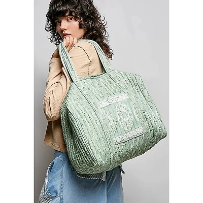 Green Quilted Weekender Tote Bag