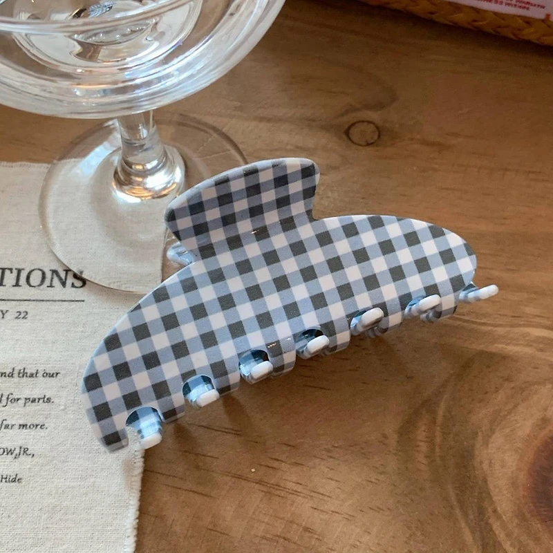 Blue Gingham Claw Clip