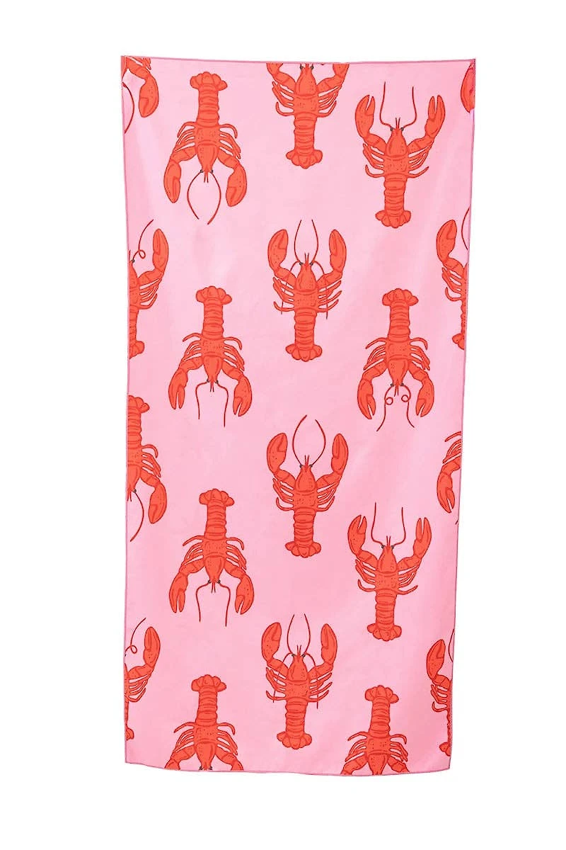 Pink Lobster Reversible Pool Towel
