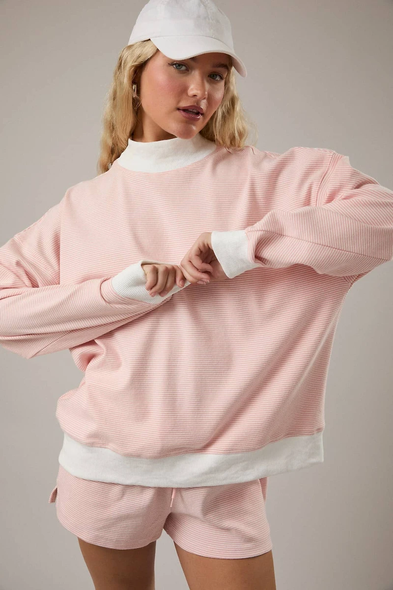 Light Pink Striped Mock Neck