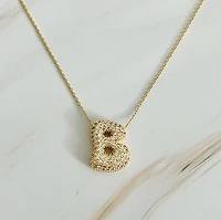 Crystal Bubble Initial Necklace: E