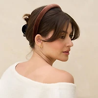 Satin & Velvet Headbands 2pc Set Black & Choco