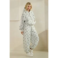 Printed Bubble Hem Knit Hoodie