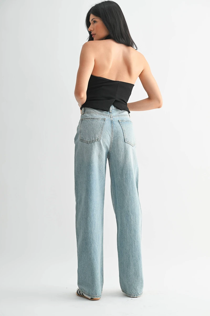 Light Denim High Waisted Skater Jean