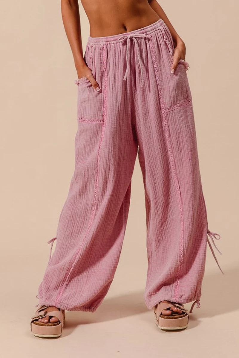Mauve Gauze Jogger Pants