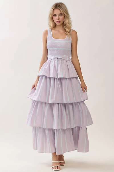Smocked Waist Tie Maxi Dress
