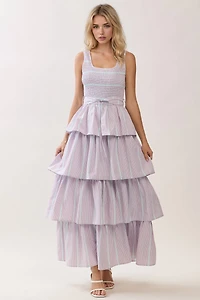 Smocked Waist Tie Maxi Dress